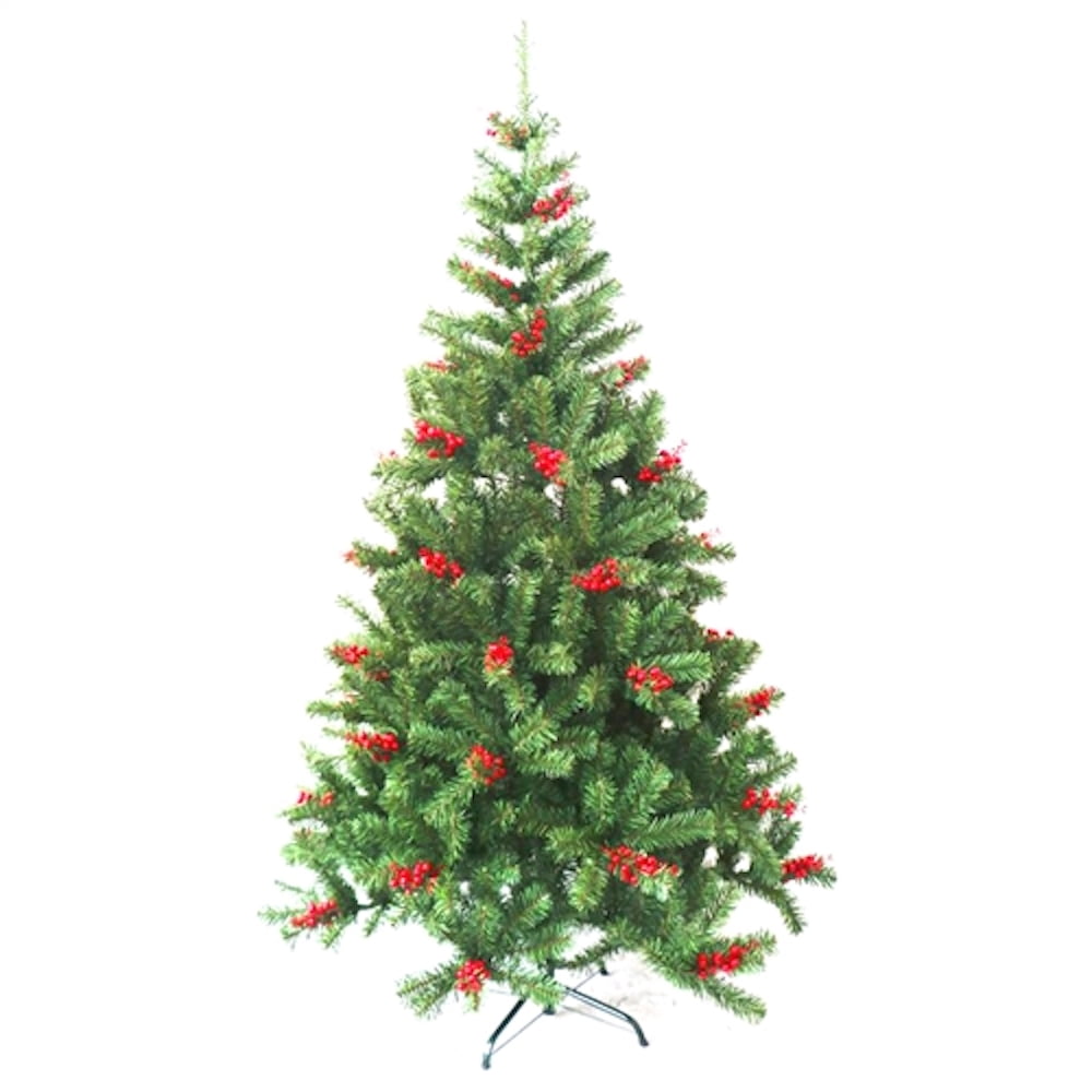 Photo 1 of ALEKO Luscious Artificial Indoor Christmas Holiday Tree with Cranberry Clusters - 6 Foot