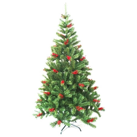 ALEKO Luscious Artificial Indoor Christmas Holiday Tree with Cranberry Clusters - 6
