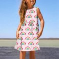 thumbnail image 2 of Gelikeya Little Girls Summer Dresses Cute Rainbow Printed Fashion Sleeveless Design Casual Round Neck Princess Dress, Size 11-12 , Pink, 2 of 5