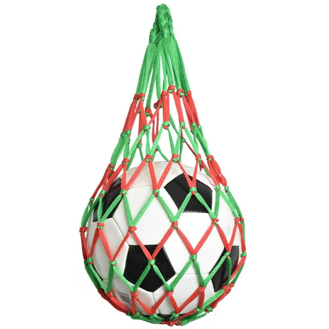 1 Pce Sac Filet de Soccer Nylon Sac de Rangement Audacieux Ballon Unique Transport Équipement Portable Sports Extérieurs Soccer Basketball Volleyball Sac Vert Rouge