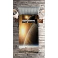 thumbnail image 2 of Ambesonne Galaxy Quilted Coverlet 2 Pcs, Moons Universe Earth, Twin Size, Yellow White Brown, 2 of 2