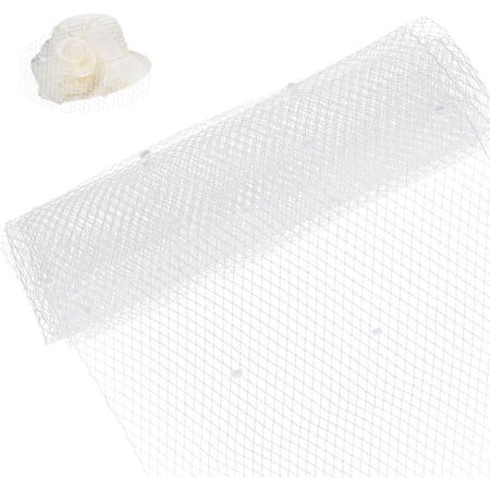 1 Sheet 2.18 Yards Birdcage Veil Netting Fabric 17.7inch Wide Russian Millinery Netting Organza Tulle Fabric White Net Mesh Hat Veil for Wedding