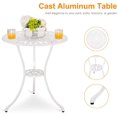 thumbnail image 3 of HOMEFUN Bistro Table and Chairs Set of 2 Outdoor 3 Piece Patio Set Tulip Pattern Cast Aluminum Bistro for Garden Balcony, Durable Rust All-Weather Resistance (White), 3 of 7