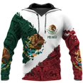 thumbnail image 2 of Sudadera con capucha con estampado 3D de la bandera mexicana, sudadera con capucha informal azteca mexicana, sudadera con capucha deportiva de gran tamaño con estampado completo para hombre, 2 of 4