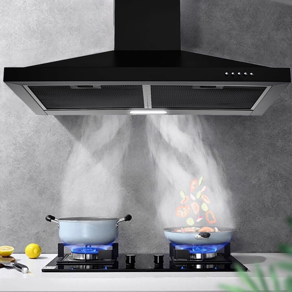 24 inch Wall Mounted Range Hood Kitchen Stove Vent Hood 450 CFM 3-Speed Fan