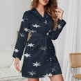 thumbnail image 3 of Stamped Star Night Robe Long Sleeve V Neck Robe With Belt Women's Sleepwear Dresses, 3 of 9