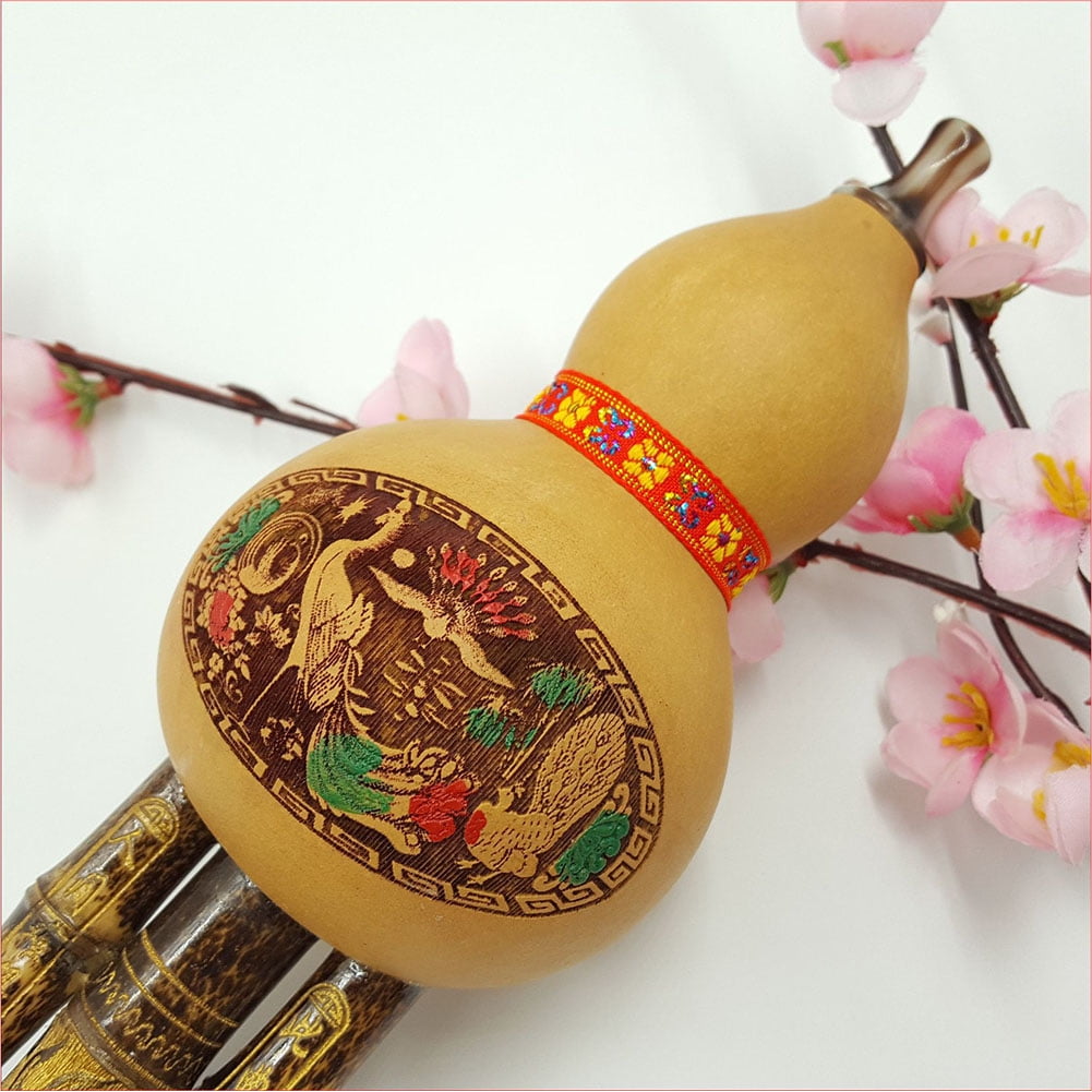 RONSHIN Newest Chinese Handmade Hulusi Gourd Cucurbit Flute Ethnic Musical Instrument C Key Bb Tone for Beginner Music Lovers Bb Tone