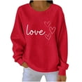 thumbnail image 2 of Feancey Graphic Sweaters for Women Cute Love Heart Print Pullover Tops Holiday Casual Long Sleeve Crewneck Sweater Ribbed Knit Jumpers Red L, 2 of 3