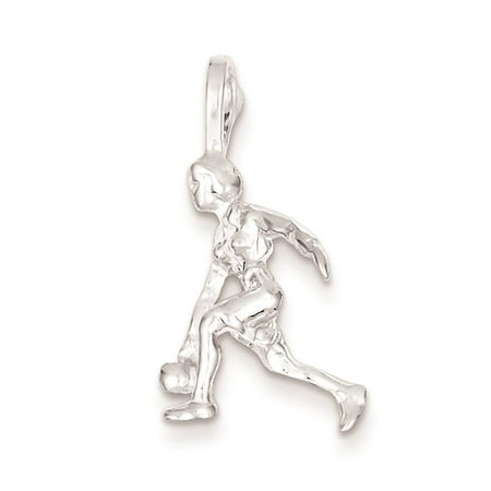 Sterling Silver Lady Bowler Solid Charm Pendant 25mmx14mm