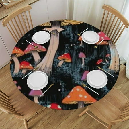 

Patifu Mushrooms Forest Psychedelic Art Round Tablecloth 100% Polyester Stain-Resistant Washable for Indoor Outdoor Dining Weddings Parties - Different Sizes Available 38 -42
