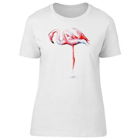 Watercolor Paint Of A Flamingo T-Shirt Women -Image by Shutterstock, Female Large