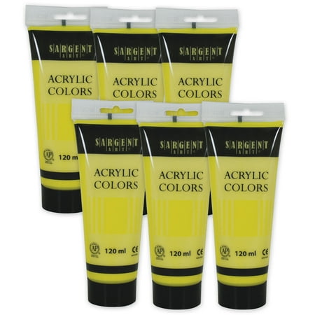 UPC: 0194629120710 | Sargent Art Acrylic Paint Tube 120 ml Lemon Yellow Cadmium Pack of 6