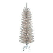 Holiday Time 4ft Pre-Lit Rose Gold Tinsel Christmas Tree, Rose Gold, 4', Clear