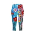 thumbnail image 3 of cocolona Summer High Waist Capri Leggings for Women Floral Printing Stretch Slim Gym Running Workout Yoga Pants, 3 of 4