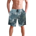thumbnail image 4 of Dailycode Men's Quick Dry Swim Trunks Beach Shorts Casual Summer Board Shorts with Pockets, Chinese-style Temple on High Mountains, 4 of 8