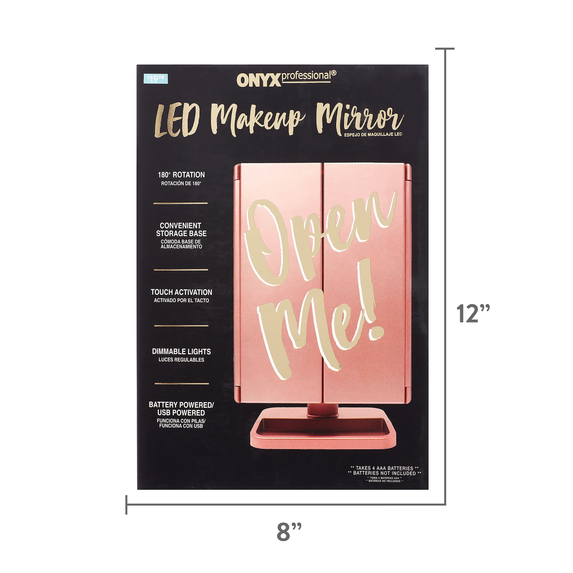 Onyx Professional Led Makeup Mirror 3x Nbsp Magnification With In Base Storage 11 02 X 7 08 X 1 02 Rose Gold Walmart Com Walmart Com