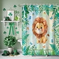 thumbnail image 3 of Shower Curtain, Cute Lion Green Leaves Waterproof Shower Curtain Set with Hooks for Bathroom Showers,Stalls and Bathtubs,72x72In Forest Animal Plant Butterfly, 3 of 9
