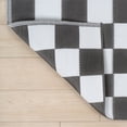 thumbnail image 6 of JONATHAN Y Meadow Grace Polypropylene Bishop Geometric Checker Waterproof Reversible Foldable Plastic Straw Outdoor Area Rug for Patio with Handheld Bag, 9' x 12', Gray and White MDW103B-9, 6 of 9
