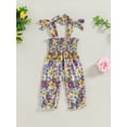 thumbnail image 2 of Suealasg Baby Girl Summer Romper Overalls 6 12 18 24 Months Infant Tie Straps Sleeveless Floral Print Jumpsuit Pants Newborn Girl One Piece Clothes, 2 of 7