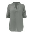 thumbnail image 4 of Womens Summer Outfits, Women Blouses, Stylish Women Blouses Chiffon V Neck 3/4 Sleeve Elegant Work Shirt Casual Tunic Tops for and Daily Wear, 4 of 5
