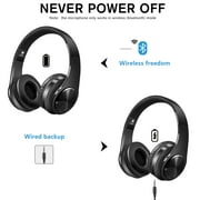 Bluetooth Headphones Over Ear, LUXMO Wireless Noise Cancelling Headphones Foldable Stereo Headset with Mic, Rechargeable Headphones Handsfree Headphones for PC, Laptops and Smartphones