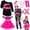 1, variant on 80s Outfit Costume for Women 25-Piece Set - Retro Neon Disco Party Dress with Leggings, Tutu Skirt, Fanny Pack, Fishnet Gloves & Accessories - 80s Theme Halloween Costume for Adults, 1980s Retro Look