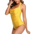thumbnail image 4 of Hessimy Women's One Piece Swimsuits Tummy Control Bathing Suits for Women Square Neck Backless Ruched Push Up Swimwear(Z1-Yellow,L), 4 of 5