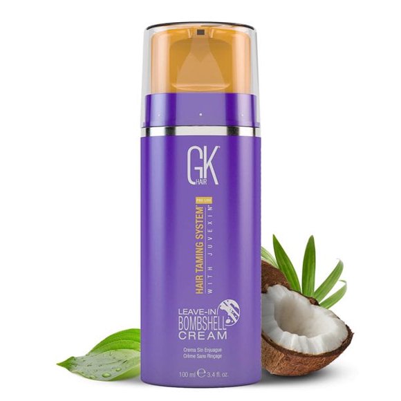 GK HAIR Global Kératine Sans Rinçage Bombshell Crème Violette (3.4 Fl Oz/100ml) Conditionnement Lissant Hydratant Contrôle des Frisottis pour Cheveux Blonds Abîmés Élimine les Tons Cuivrés Jaunes