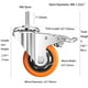 thumbnail image 4 of Ruedas giratorias YEWEKE de PVC de alta resistencia con freno, 5 cm, 300 kg, 4 of 7
