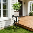 thumbnail image 6 of FOUKUS Vintage Iron Plant Stand Tall Single Plant Stand: Decorative Metal Pedestal Holder Table for Indoor Outdoor Garden Use, Elegant Black Flowerpot Planter Stand for Home Corner Decor, 6 of 6