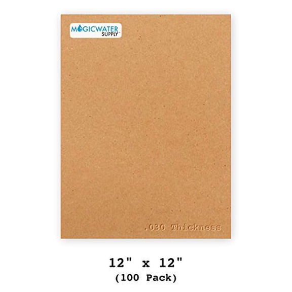 100 Sheets Chipboard 12 x 12 inch - 30pt Medium Weight Brown Kraft Cardboard