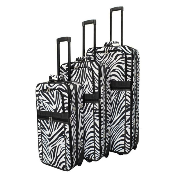 World Traveler Zebra 3 Piece Expandable Upright Luggage Set Walmart