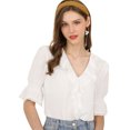 thumbnail image 1 of Blusa Allegra K Cuello V Volantes Blanco S, 1 of 6