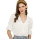 thumbnail image 1 of Blusa Allegra K Cuello V Volantes Blanco S, 1 of 6