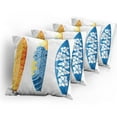 thumbnail image 5 of Ambesonne Summer Throw Pillow Cover 4 Pack, Surf Fun Water Sports, 16", Blue Orange Yellow, 5 of 7