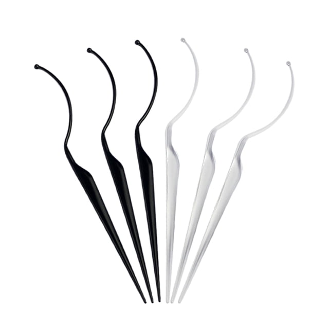 6Pcs Fake Eyelash Display Rack Fake Eyelashes Wearing Aid Tool Eyelash Grafting Tool Black (Transparent, Black for Each 3Pcs)