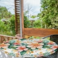 thumbnail image 2 of Ambesonne Tropical Fitted Round Tablecloth, Flowers Botanical Grunge, 36"- 40" Diameter, Peach Jade Green Pink, 2 of 5