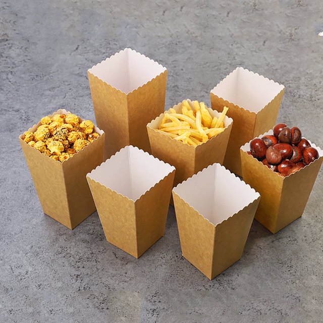 Paquete de 20 cajas de palomitas de maíz, caja de palomitas de maíz, contenedor de dulces, cajas de palomitas de maíz de papel Kraft para aperitivos de fiesta, dulces, palomitas de maíz y favores TUNC Sencillez