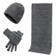 thumbnail image 1 of Gorro de punto cálido de invierno+bufanda larga+guantes con pantalla táctil conjunto con forro de punto para hombres, 1 of 5