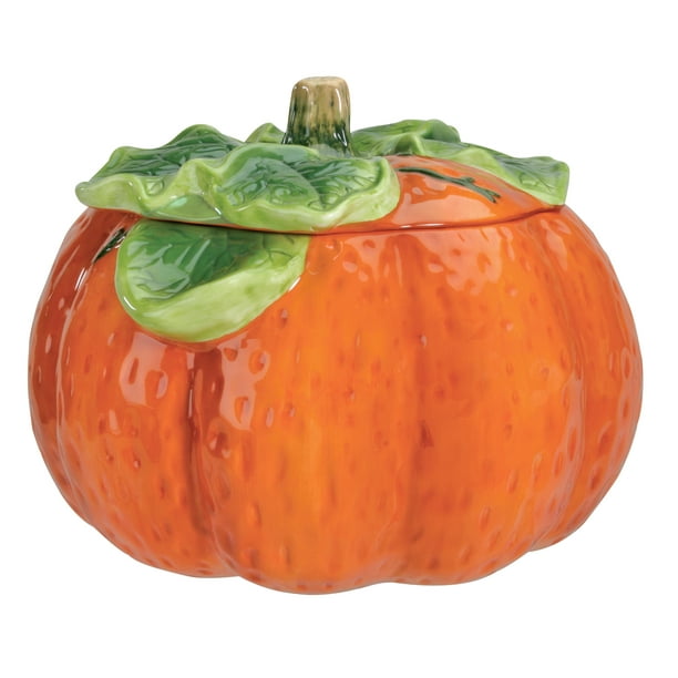 Pumpkin Cookie Jar Collectible Vegetable Ceramic Glass Container