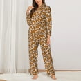 thumbnail image 2 of Rateoe Monkey Sloth Pattern Womens Pajamas Set Long Sleeve Sleepwear Button Down Nightwear Soft Cotton Pj Lounge Sets-, 2 of 7