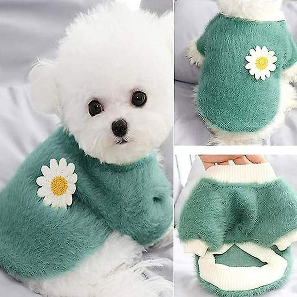 taille M Verte Pull Pour Chien En Peluche Douce Pour Chien Et Chat Mode Petit Style Marguerite Vtements Chiot Chat Printemps Automne Hiver Cha