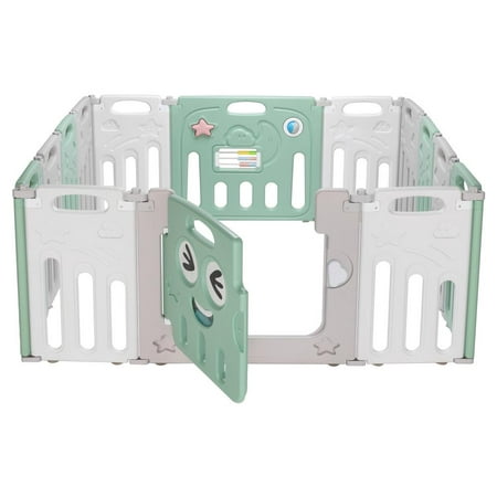 Ktaxon 14pcs HDPE Baby Playpen Safty Foldable Activity Center Playard/Green