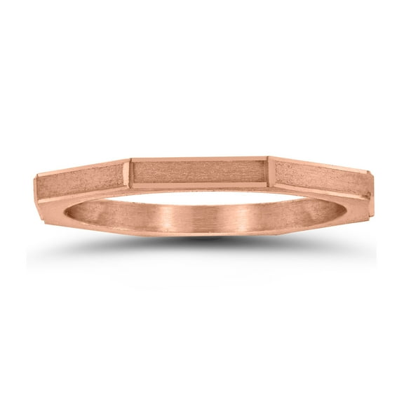 SZUL Women's Eight Sided Thin 1.5MM Matte Finish Wedding Band in 14K Rose Gold