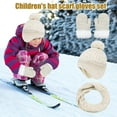 thumbnail image 2 of VNKIDY Kids Hats Children Solid Color Winter 3 Piece Set Winter Knitted Beanie With Pom Thicken Infinity Scarf Plush Mittens For Cold Weather Casual Headwear, 2 of 4