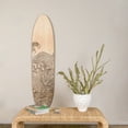 thumbnail image 3 of Creative Co-Op Coastal Decorative Surfboard Wall Décor for Living Room; Contemporary Wave Design Overlaid On Light Natural Wood, 3 of 8