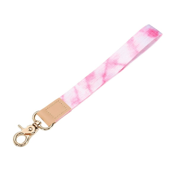 Uxcell Wrist Lanyard Keychain 6.3 inch Braided Wristlet Strap with Gold Clasp Key Holders Lanyard Pink White