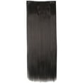 thumbnail image 4 of SAYFUT Trendy 30"Long Straight 3/4 Full Head Clip in Synthetic Hair Extensions One Piece 5 Clips 130g Dark Brown, 4 of 7