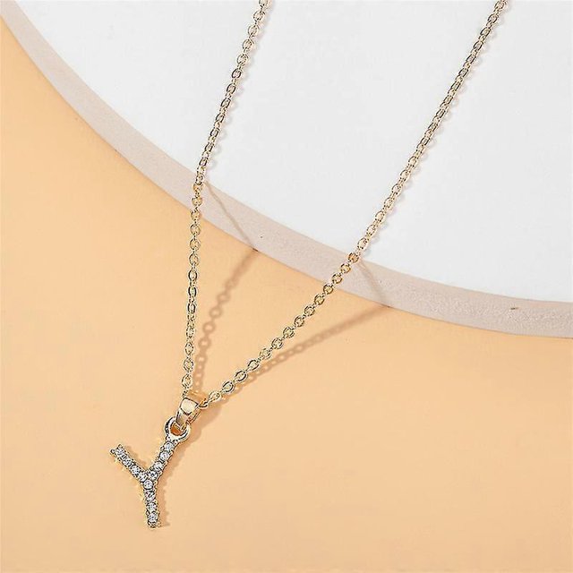 CHAO Collar con colgante de diamante inicial para mujer, joyería con alfabeto de 26 letras, regalo para adolescente Y