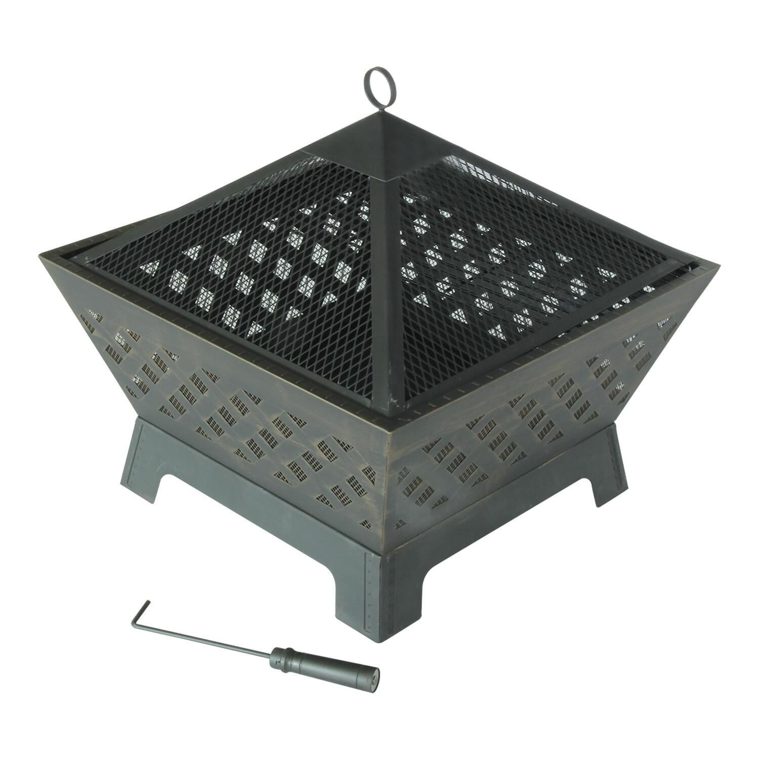 Providence Fire Pit & Grill - 42" Outdoor Patio Heater - Bronze Finish, Cover & Poker Included
